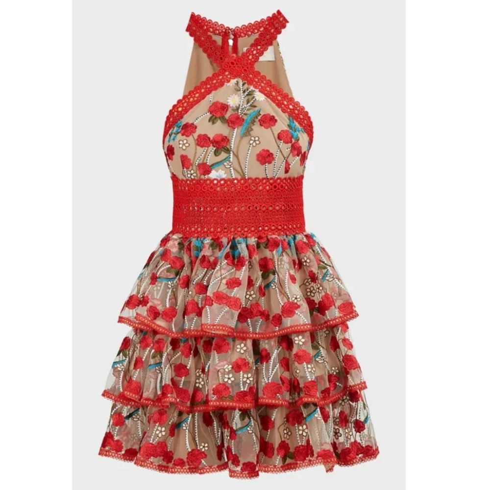BRONX & BANCO Ivanka Floral Ruffled Mini Dress. Perfect Derby Dress
